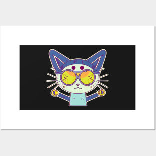 Cat cute sticker styles Galaxy Posters and Art